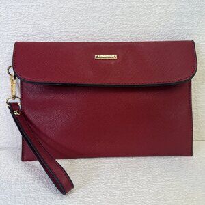 Elim & Paul Red Clutch Purse Bag - 7.75 x 6.5" - Wrist Strap, Gold Label